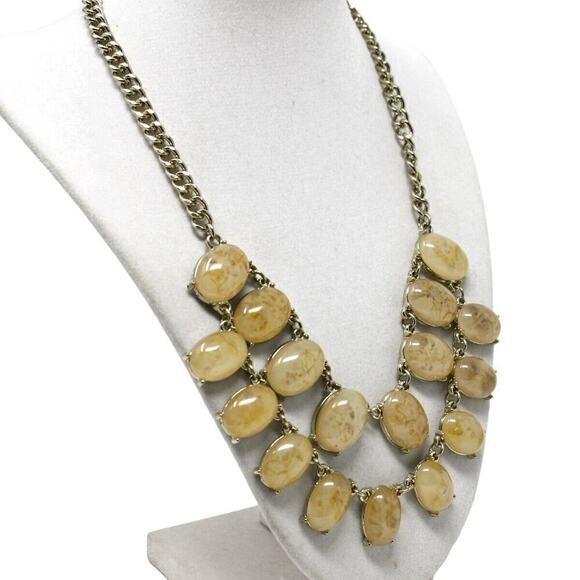 Vintage Two Tiered Bib Style Necklace Shiny Statement Piece 21" Long - Hey Viv - Picture 5 of 6